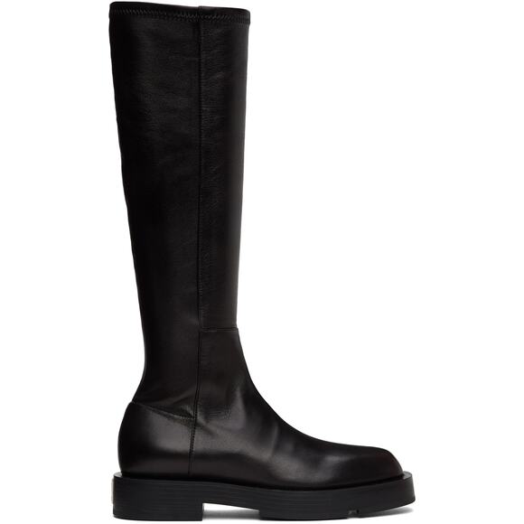 Givenchy Leather Black Squared Tall Boots Size 10 - Picture 1 of 7